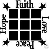 611 GB Sign Stencil ~Faith TIC TAC TOE GAME BOARD~  