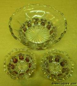 Antique Cranberry Flash Depression Pattern Glass Bowls  