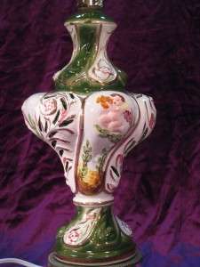 Capodimonte Hand Painted Porcelain Lamp Cherub, Brass  