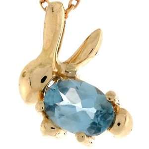   Synthetic Aquamarine March Birthstone Girls Rabbit Pendant Jewelry