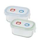 Innobaby Glass Rectangle Food Storage Container, 2 Pack, Green/Blue