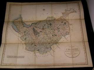 Map of Cheshire Co UK 1821 J. Cary linen backed w/ case  