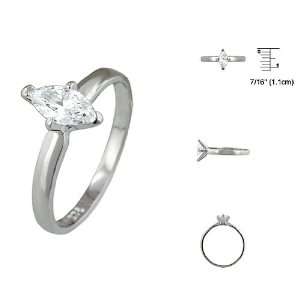    Sterling Silver Marquise Solitaire CZ Ring Size: 7: Jewelry