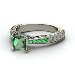  Megan Ring, Princess Emerald Sterling Silver Ring Jewelry