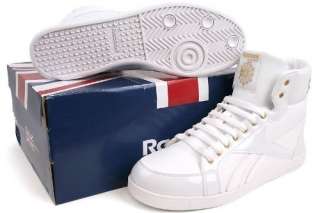Reebok Mens Berlin Retro Style White/Gold Leather Basketball Shoes 
