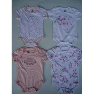  Layette Bodysuits Onesies Pink White, Set of 4, Size 3   6 Months