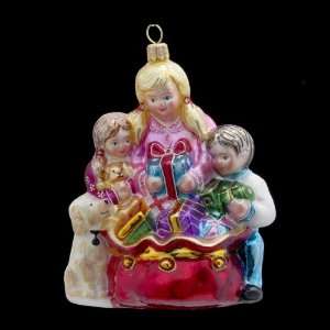   Polonaise Children on Christmas Morning Opening Gifts Holiday Ornament