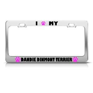 Dandie Dinmont Terrier Paw Love Dog license plate frame Stainless