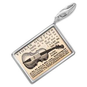  FotoCharms Violin, Vintage   Charm with Lobster Clasp 