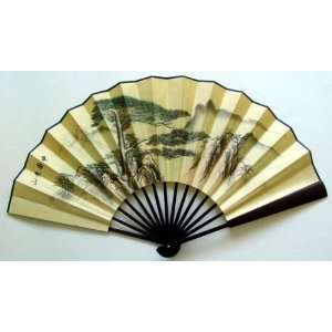  Chinese Painting Calligraphy Bamboo Fan Mountain 
