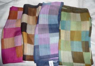 Lot 4 Scarves Checked Polyester Italy Square  