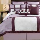   Palermo Box Pin Tuck 8 Piece Comforter Set in Plum   Size King