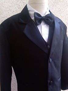 NEW Boys Black Tuxedo FORMAL TUX Suit Wedding ALL SIZE  