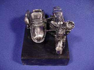 Motorcycle with sidecar Metal Statue Figurine Throphy  