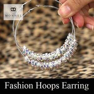   Wives Circle Hoops Earring Fashion Jewelry Beads Silver Tone  