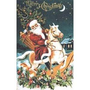   Christmas Santa Claus Tin Sign Riding Horse Nostalgic