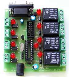 AVR IO board with 4 optoisolated inputs, 4 relay outputs ATMEL AVR IO 