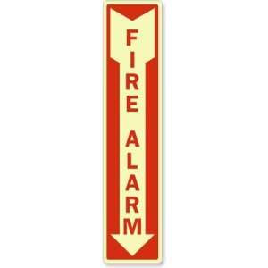  Fire Alarm (Arrow) (large) Glow Vinyl Sign, 4 x 18 
