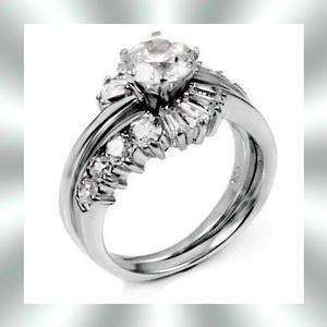 Special .925 Sterling Silver Round & Trapzium CZ Engagement/Wedding 