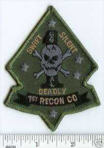 USMC 1st Recon Co Subdued OD Marines PATCH diamond RARE  
