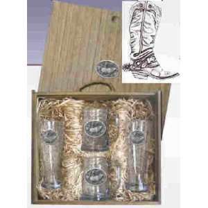  Cowboy Boot Deluxe Boxed Beer Glass Set: Home & Kitchen