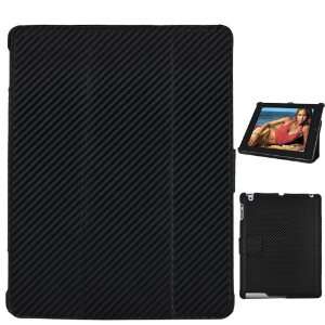   Fiber Horizontal Flip Leather Case for iPad 2   Black Electronics