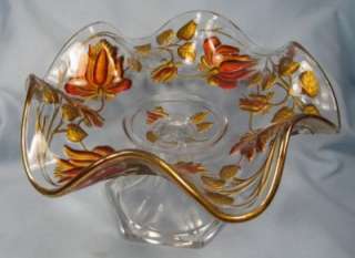 EAPG Antique FLOWER GARLAND GOOFUS GLASS COMPOTE VG (O)  