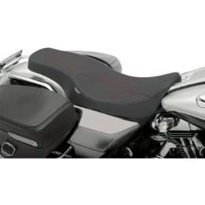 Drag Specialties Spoon Style Seat   Red Flame Stitching , Color: Red 