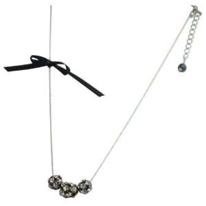    Alex Carol Black & Crystal Bead Necklace with Black Bow Jewelry