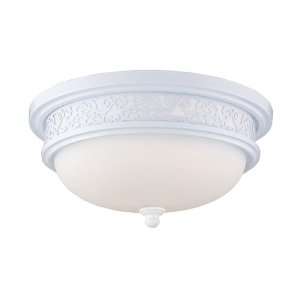   Mount 3 Light In White Finish With Floral Design