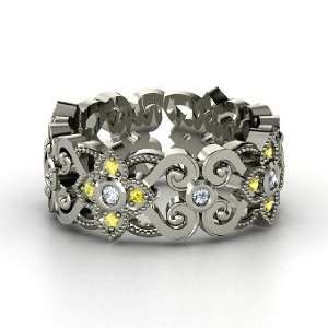  Embroidery Band, Platinum Ring with Diamond & Yellow 