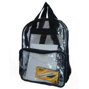  17 Clear PVC Backpack   Black Case Pack 40: Sports 