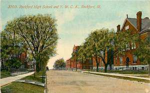 Illinois, IL, Rockford, High School & Y. W. C. A. Early Postcard 