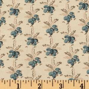  44 Wide Nottingham Village Buds Blue/Beige Fabric By The 