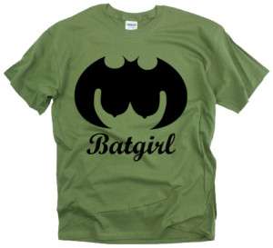 Batgirl funny humor design batman Army Green t shirt  