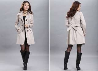 Womens Slim Fit Long Sleeve Trench Coat Jacket Double breasted Outwear 