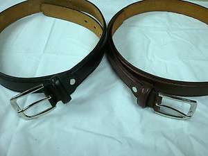 belts  1 Brown + 1 black Genuine Leather Dress Belt Mens SIZE 42 44 