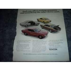 1972 Toyota Cars Full Page Automobile Ad 