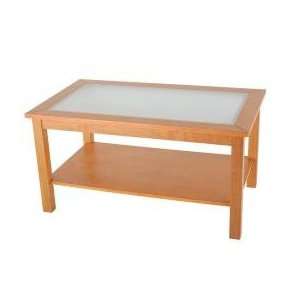  Honey Maple Coffee Table with Glass Insert Top and Lower 
