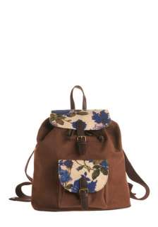 Floral Trek Bag   Brown, Green, Blue, Purple, Tan / Cream, Floral 