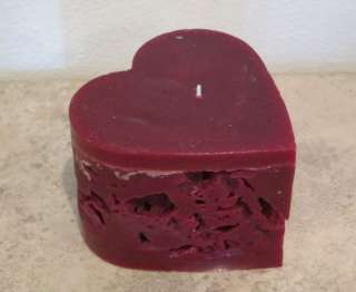 Hand Poured Heart 3.25x5 Ice Wax Candle, Burgandy Red  