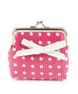 Pink Pattern (Pink) Pink and White Polka Dot Bow Purse  252541279 