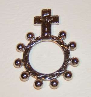 CATHOLIC CRUCIFIX ROSARY DECADE RING MADE IN ITALY  