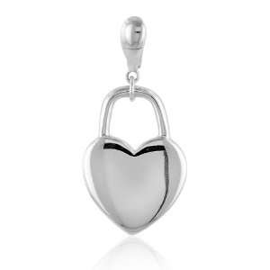  Sterling Silver Heart Lock Clip on Charm Jewelry