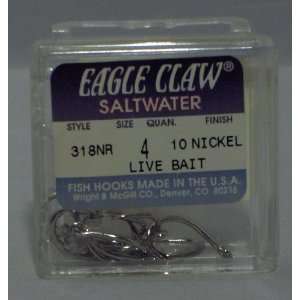  5 Packs Eagle Claw Live Bait Fish Hooks Size 4