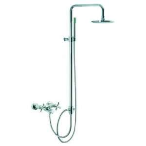  Wall Mount Tub/Shower Faucet with Rain Shower Head and Hand Shower 