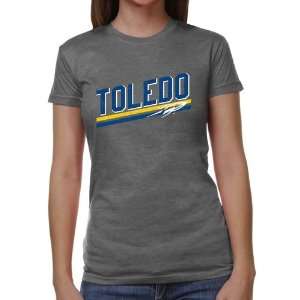Toledo Rockets Ladies Rising Bar Juniors Tri Blend T Shirt   Ash 