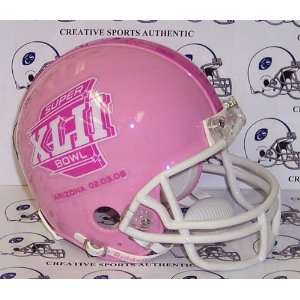  Super Bowl XLII   Riddell Pink Mini Helmet: Sports 
