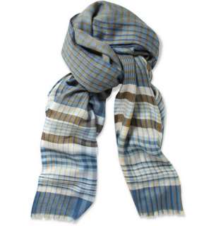   Scarves > Cashmere scarves > Cashmere and Silk Blend Plaid Scarf