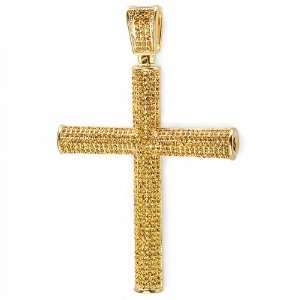   Yellow Gold Plated Hip Hop Religious Cross Pendant (4 inch x 2.5 inch